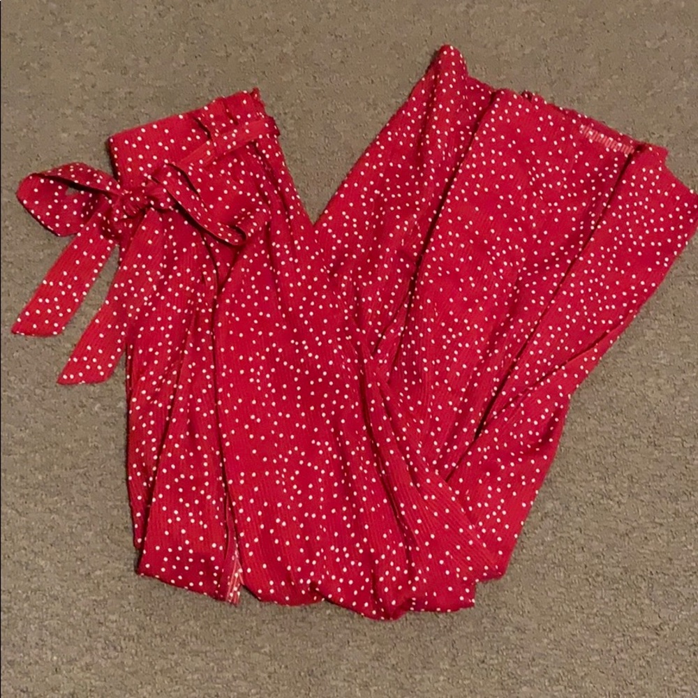 Polka dot slit pants